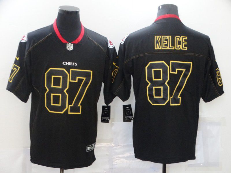 Men Kansas City Chiefs #87 Kelce Nike Lights Out Black Color Rush Limited NFL Jersey